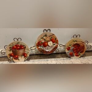 Decorative Apple Plate Set with wall mounted Stand